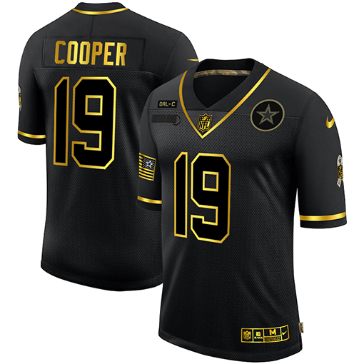 Men's Dallas Cowboys #19 Amari Cooper 2020 Black/Gold Salute To Service Limited Stitched Jersey